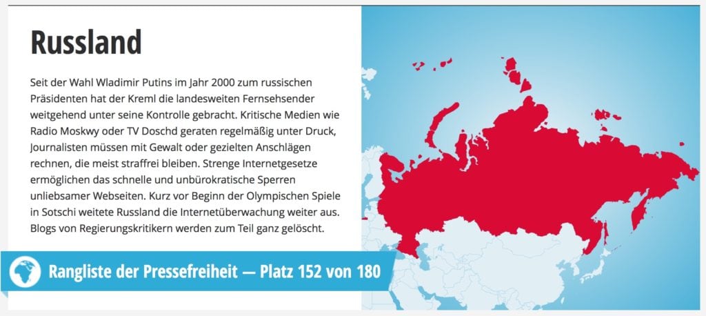 Reporter ohne Grenzen Pressefreiheit Russland