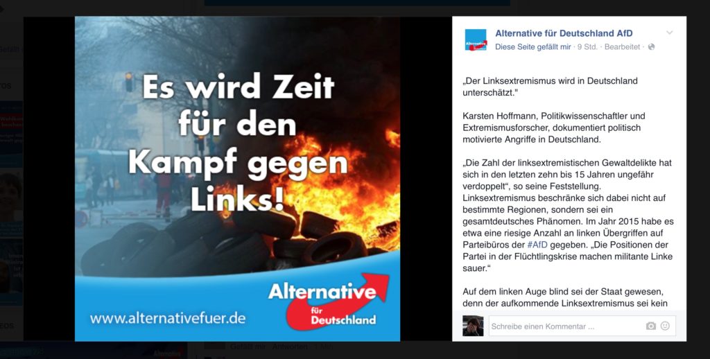 Screenshot: Facebook-Seite der AfD