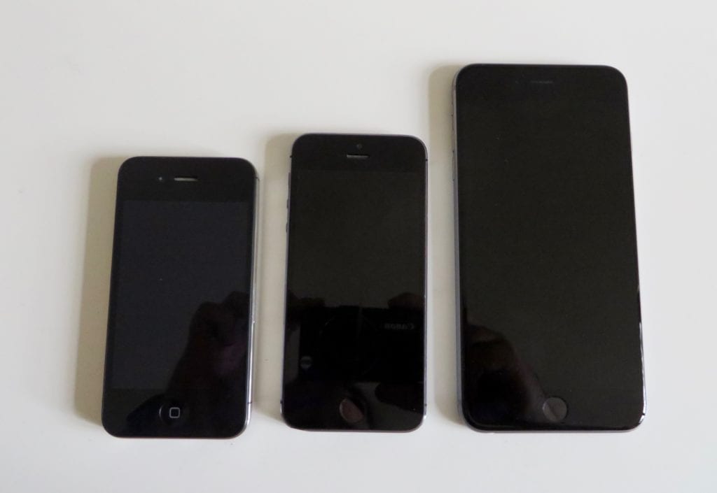 Größenvergleich iPhone 4S, 5S und 6S Plus… 