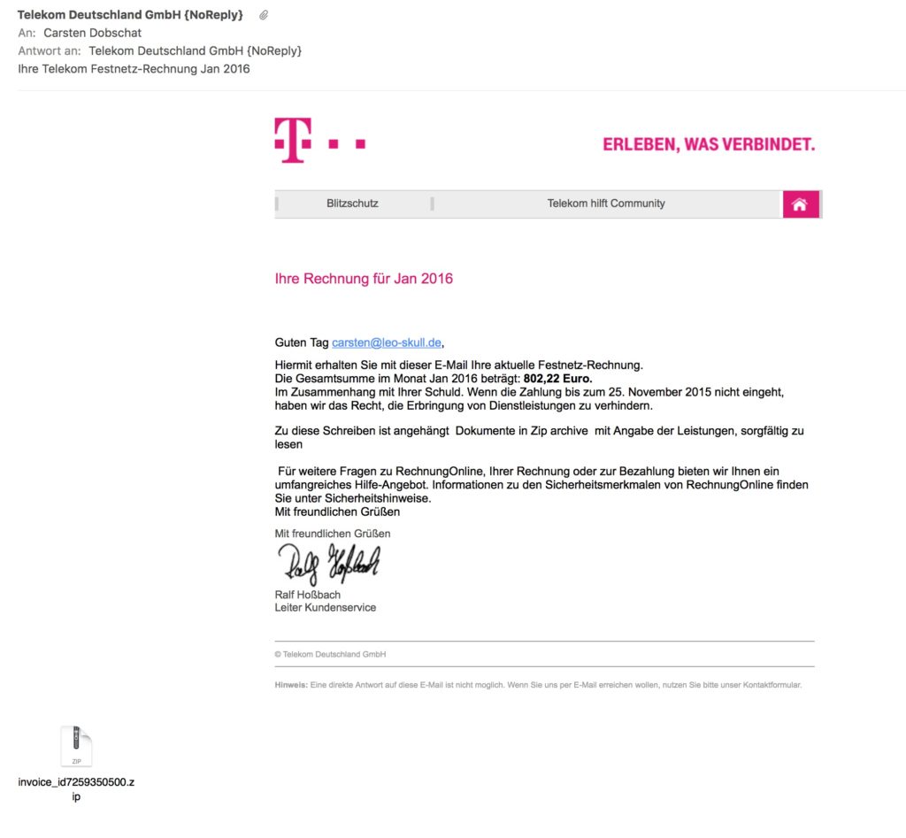 Telekom Rechnung Trojaner