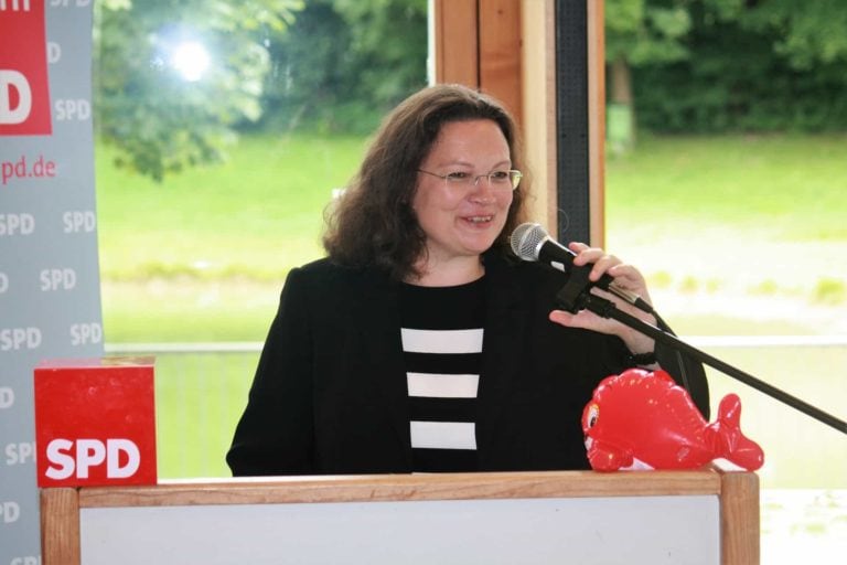 Andrea Nahles. Foto von J. Patrick Fischer - Eigenes Werk, CC-BY-SA 4.0, https://commons.wikimedia.org/w/index.php?curid=61513042