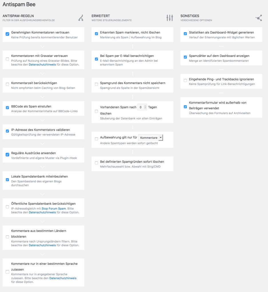 Antispam Bee Einstellungen